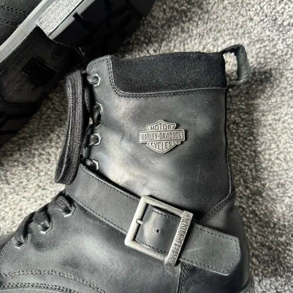 Harley Davidson D93576 Black Leather Motorcycle Engineer Boots Men’s 10.5